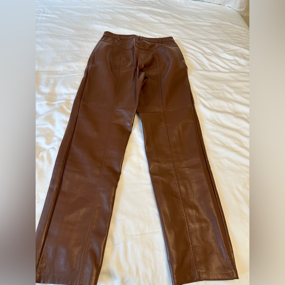 Wilfred Brown Vegan Leather Pants NWOT Size 8